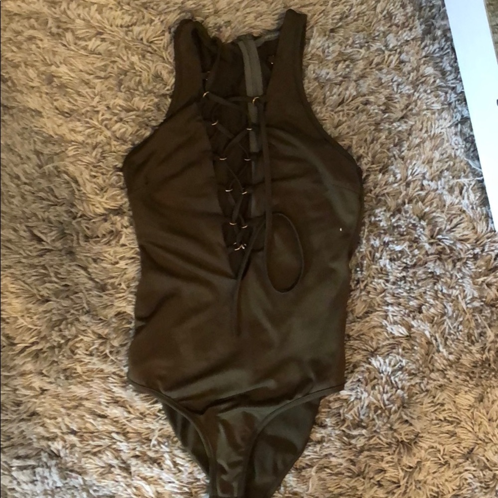 Navy green bodysuit